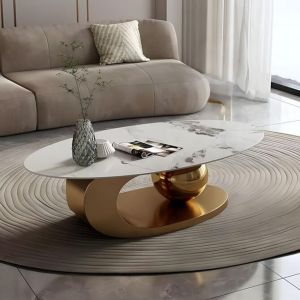Calacatta & Brass Curved Coffee Table - Image 1