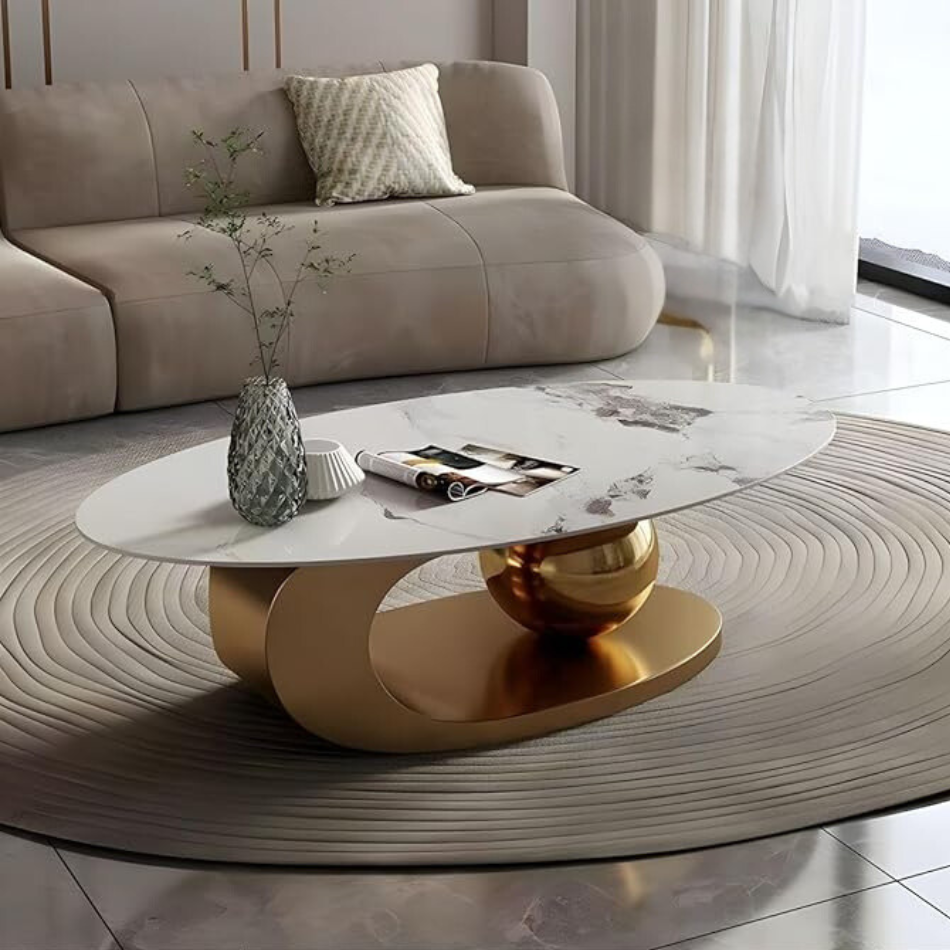 Calacatta & Brass Curved Coffee Table