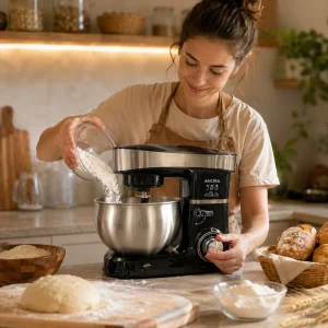 AUCMA 1200W Stand Mixer with Stainless Steel Bowl - Image 3