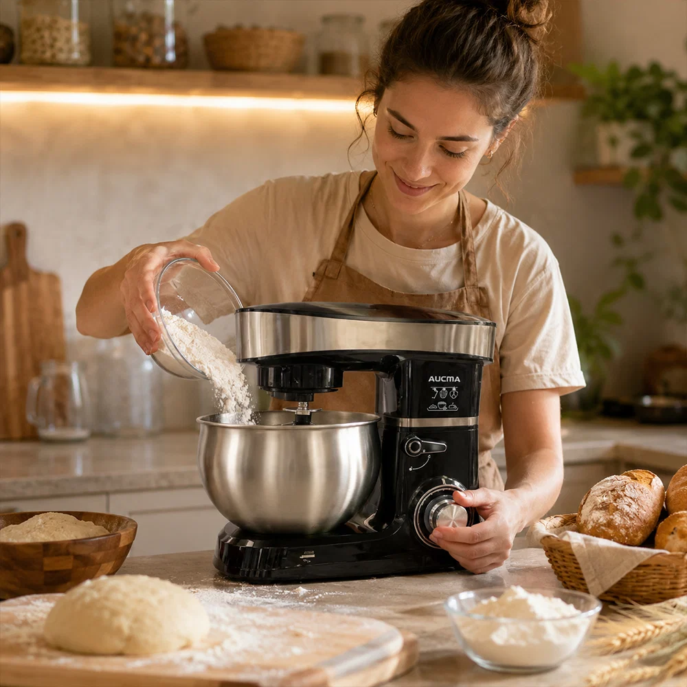 AUCMA 1200W Stand Mixer with Stainless Steel Bowl