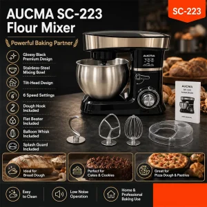 AUCMA 1200W Stand Mixer with Stainless Steel Bowl - Image 4