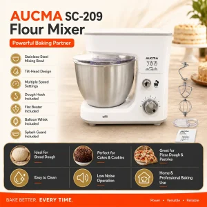 AUCMA Stand Mixer with Stainless Steel Bowl - 500W - Image 3