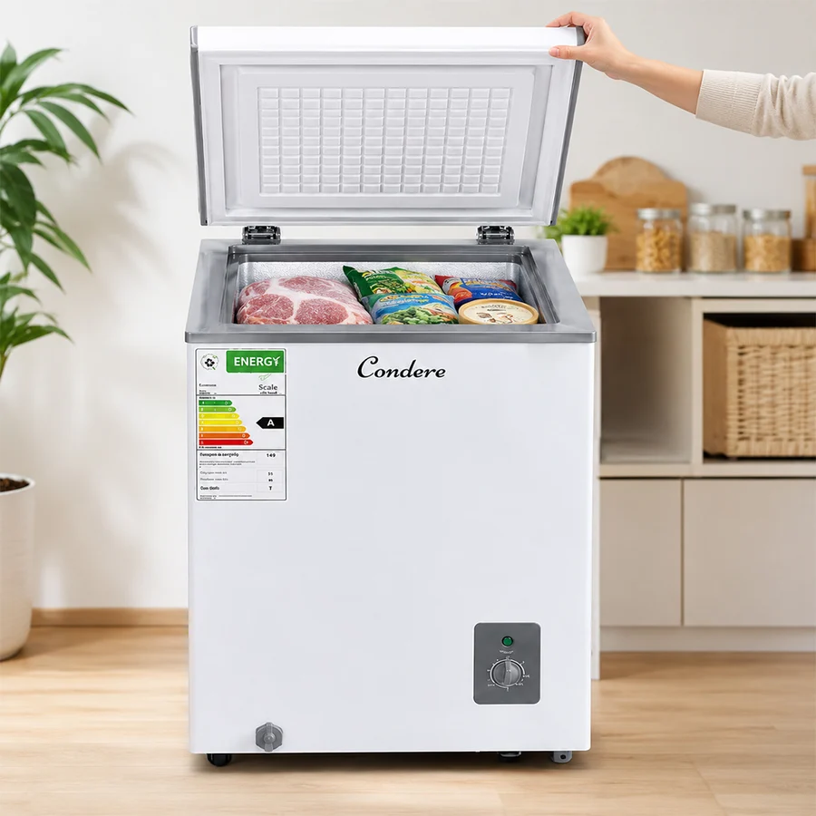 Condere 55L Compact Chest Freezer with Top-Opening Lid - White