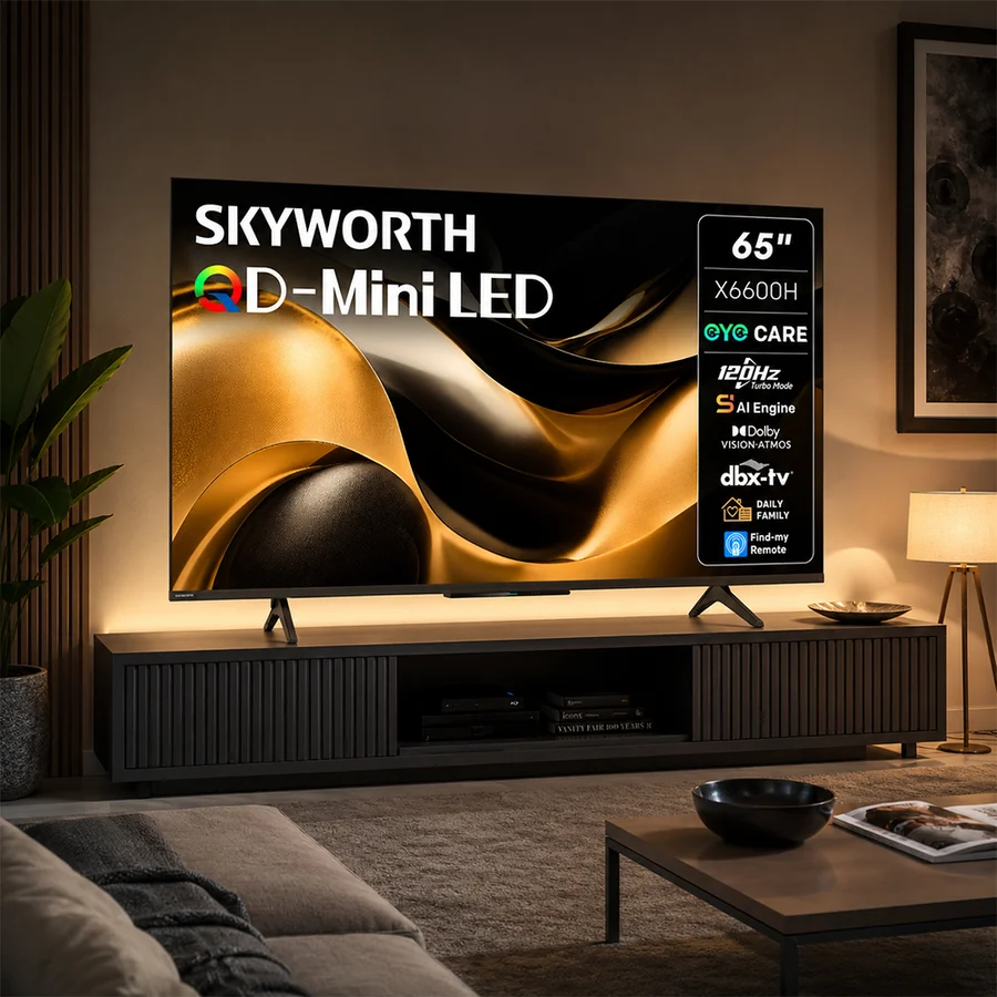 Skyworth 65-Inch Mini LED 4K UHD Google Smart TV with Eye Care