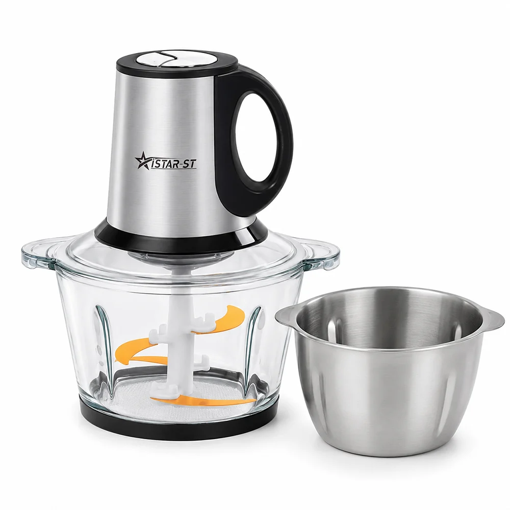 iStar-ST 3L Electric Food Chopper & Meat Grinder with Glass and Stainless Steel Bowls
